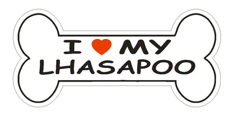 Love My Lhasapoo Bumper Sticker or Helmet Sticker D2476 Dog Bone Decal - Winter Park Products