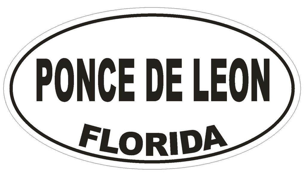 Ponce de Leon Florida Oval Bumper Sticker or Helmet Sticker D2727 Euro Decal - Winter Park Products