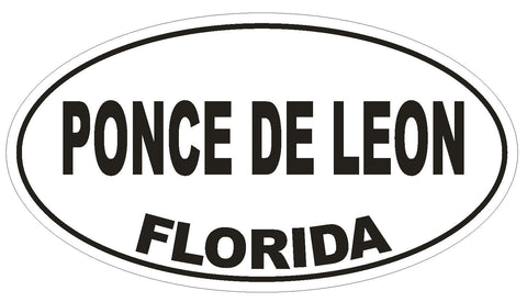 Ponce de Leon Florida Oval Bumper Sticker or Helmet Sticker D2727 Euro Decal - Winter Park Products