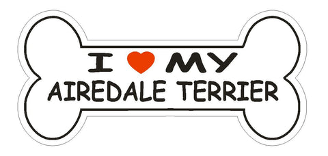 Love My Airedale Terrier Bumper Sticker or Helmet Sticker D2421 Dog Bone - Winter Park Products