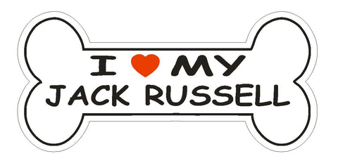 Love My Jack Russell Bumper Sticker or Helmet Sticker D2394 Dog Bone Pet Lover - Winter Park Products