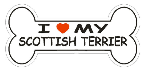 Love My Scottish Terrier Bumper Sticker or Helmet Sticker D2533 Dog Bone Decal - Winter Park Products