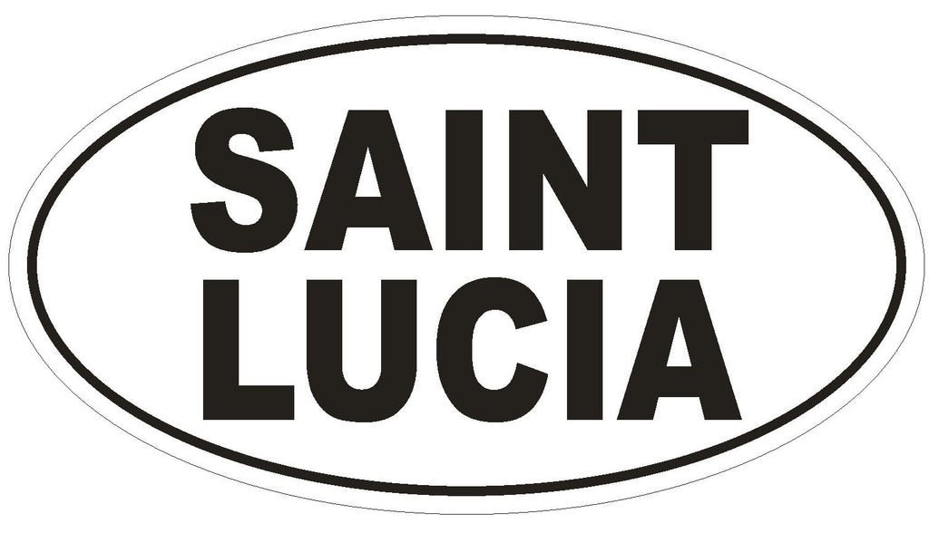 Saint Lucia Oval Bumper Sticker or Helmet Sticker D2237 Euro Oval Code - Winter Park Products
