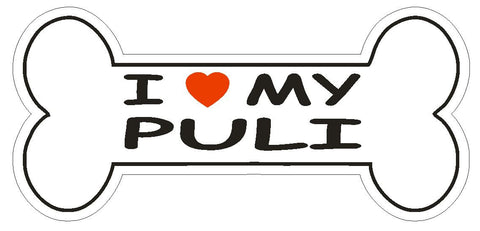 Love My Puli Bumper Sticker or Helmet Sticker D2520 Dog Bone Decal - Winter Park Products