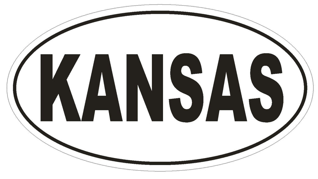 Kansas Oval Bumper Sticker or Helmet Sticker D2332 State Euro Oval - Winter Park Products