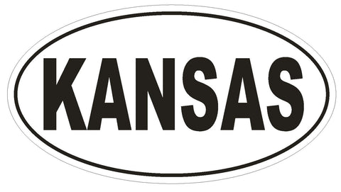 Kansas Oval Bumper Sticker or Helmet Sticker D2332 State Euro Oval - Winter Park Products