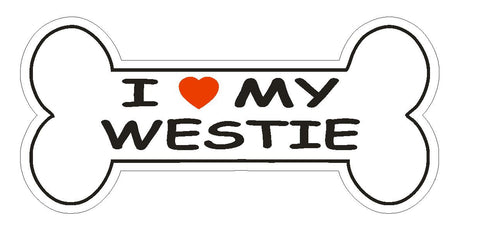 Love My Westie Bumper Sticker or Helmet Sticker D2401 Dog Bone Pet Lover - Winter Park Products