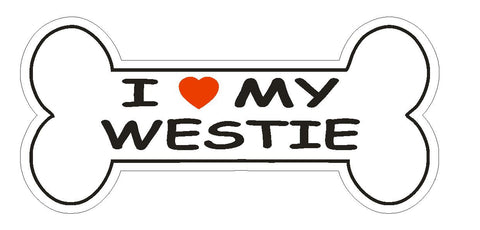Love My Westie Bumper Sticker or Helmet Sticker D2401 Dog Bone Pet Lover - Winter Park Products