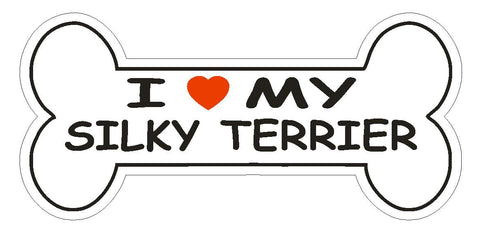 Love My Silky Terrier Bumper Sticker or Helmet Sticker D2552 Dog Bone Decal - Winter Park Products