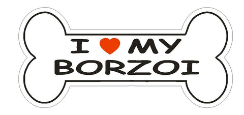 Love My Borzoi Bumper Sticker or Helmet Sticker D2433 Dog Bone Pet Lover - Winter Park Products