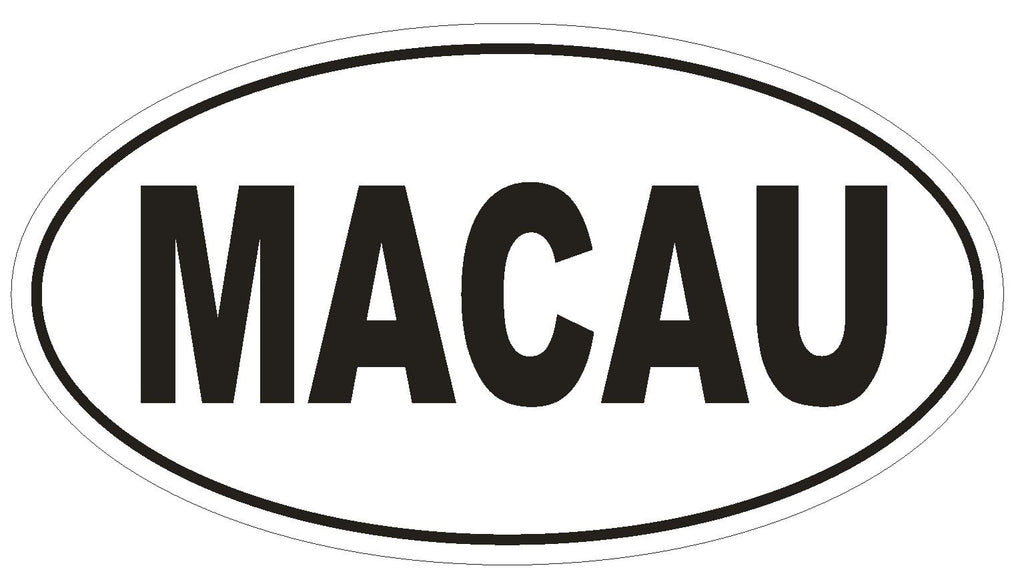 Macau Oval Bumper Sticker or Helmet Sticker D2196 Euro Oval Country Code - Winter Park Products