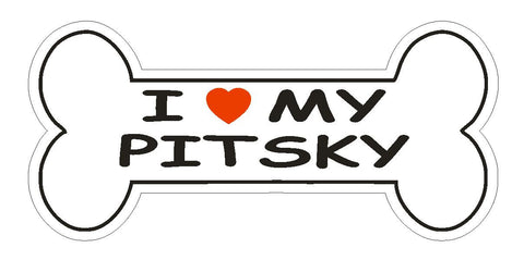 Love My Pitsky Bumper Sticker or Helmet Sticker D2504 Dog Bone Decal - Winter Park Products
