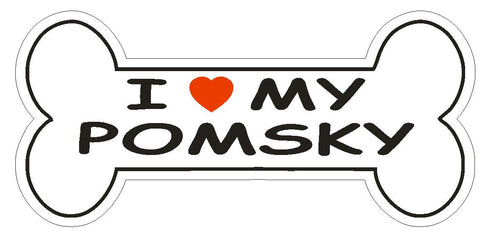 Love My Pomsky Bumper Sticker or Helmet Sticker D2510 Dog Bone Decal - Winter Park Products