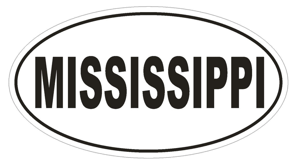 Mississippi Oval Bumper Sticker or Helmet Sticker D2352 State Euro Oval - Winter Park Products
