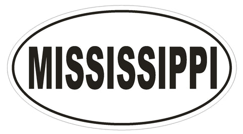 Mississippi Oval Bumper Sticker or Helmet Sticker D2352 State Euro Oval - Winter Park Products