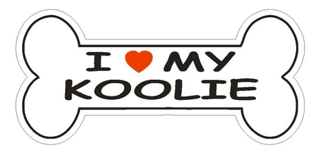 Love My Koolie Bumper Sticker or Helmet Sticker D2466 Dog Bone Decal - Winter Park Products