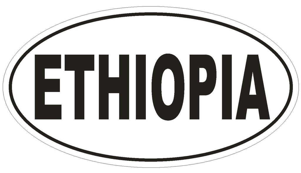 Ethiopia Oval Bumper Sticker or Helmet Sticker D2290 Euro Oval Country Code - Winter Park Products