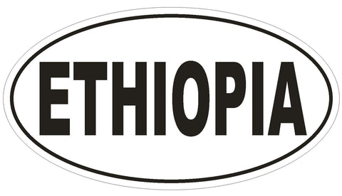Ethiopia Oval Bumper Sticker or Helmet Sticker D2290 Euro Oval Country Code - Winter Park Products