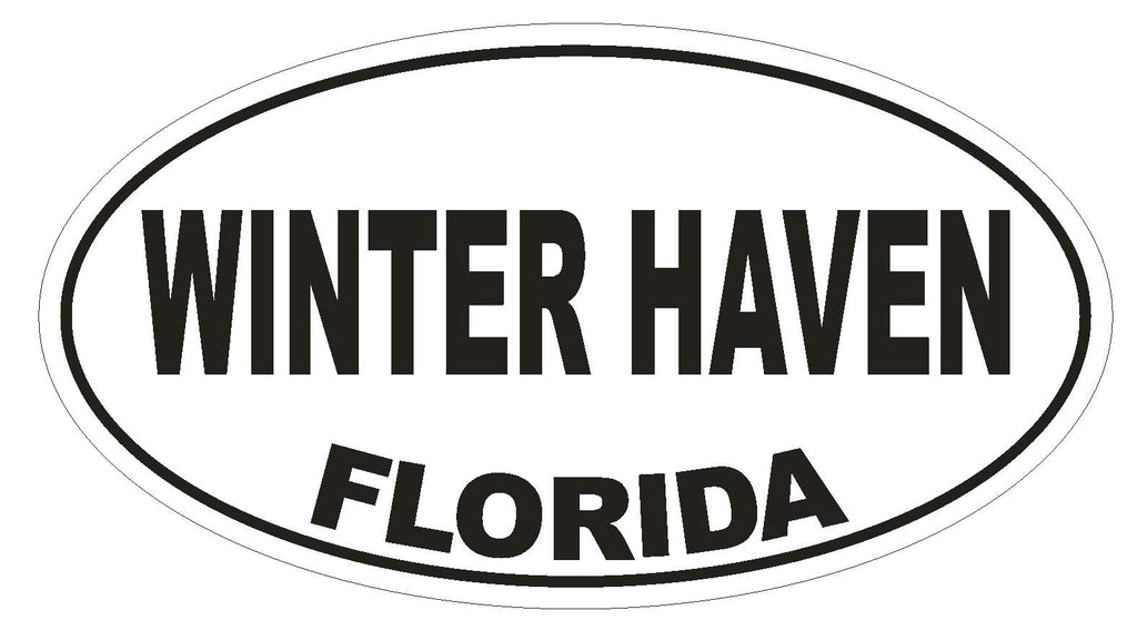 Winter Haven Florida Oval Bumper Sticker or Helmet Sticker D2641 Euro Decal - Winter Park Products