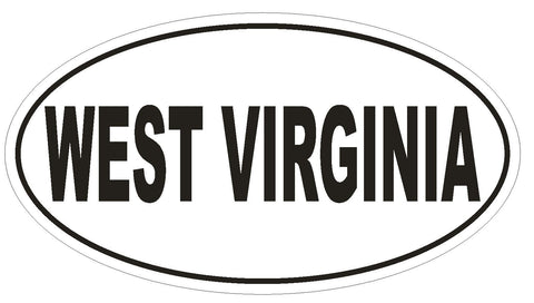 West Virginia Oval Bumper Sticker or Helmet Sticker D2349 State Euro Oval - Winter Park Products
