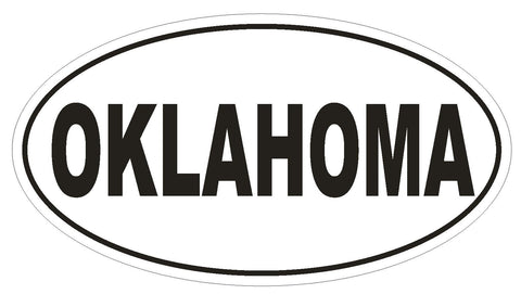 Oklahoma Oval Bumper Sticker or Helmet Sticker D2365 State Euro Oval - Winter Park Products