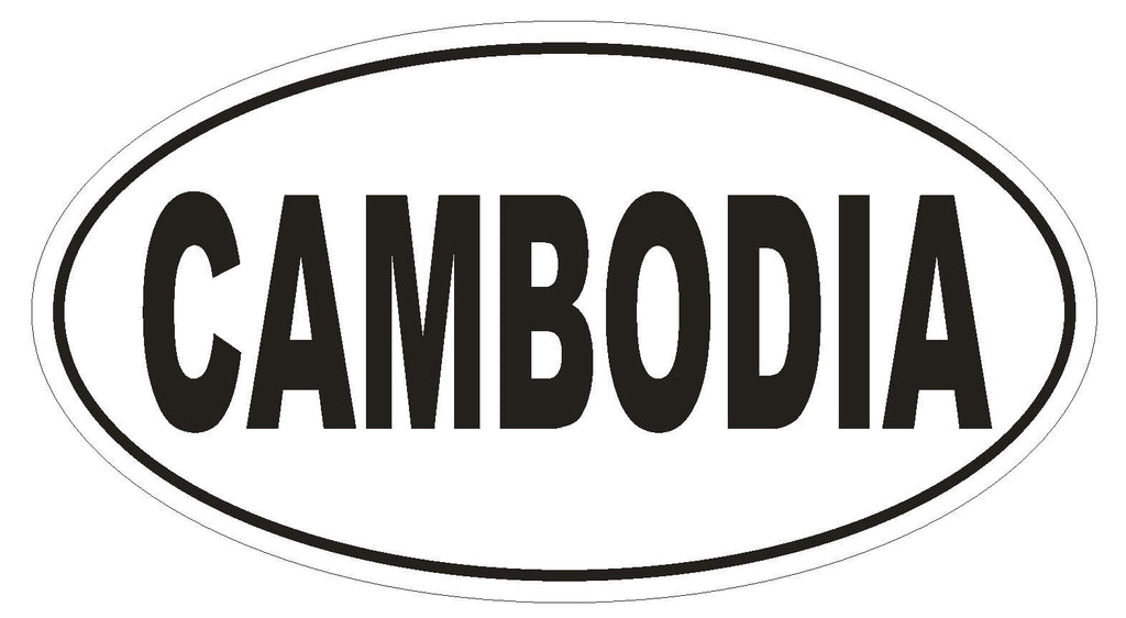 Cambodia Oval Bumper Sticker or Helmet Sticker D2257 Euro Oval Country Code - Winter Park Products
