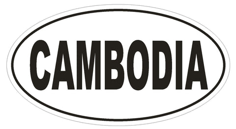 Cambodia Oval Bumper Sticker or Helmet Sticker D2257 Euro Oval Country Code - Winter Park Products