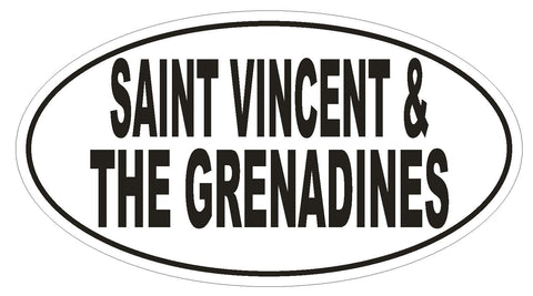 Saint Vincent & The Grenadines Oval Bumper Sticker or Helmet Sticker D2222 - Winter Park Products