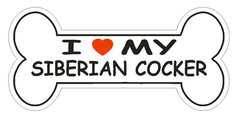 Love My Siberian Cocker Bumper Sticker or Helmet Sticker D2545 Dog Bone Decal - Winter Park Products