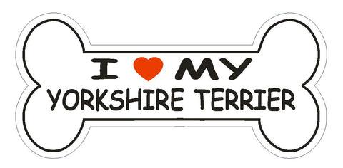 Love My Yorkshire Terrier Bumper Sticker or Helmet Sticker D2407 Dog Bone - Winter Park Products