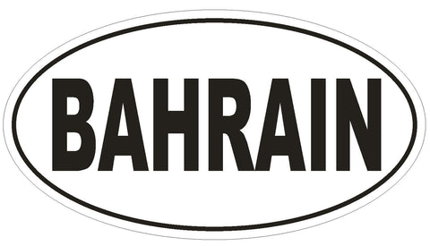 Bahrain Oval Bumper Sticker or Helmet Sticker D2246 Euro Oval Country Code - Winter Park Products