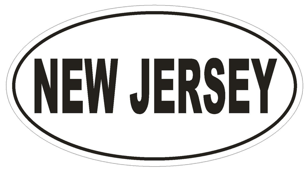 New Jersey Oval Bumper Sticker or Helmet Sticker D2358 State Euro Oval - Winter Park Products