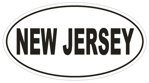 New Jersey Oval Bumper Sticker or Helmet Sticker D2358 State Euro Oval - Winter Park Products