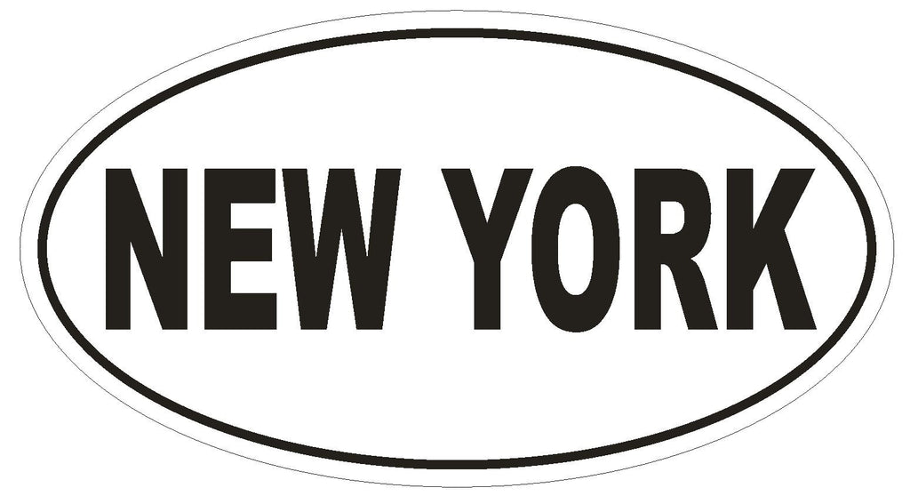 New York Oval Bumper Sticker or Helmet Sticker D2360 State Euro Oval - Winter Park Products