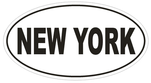 New York Oval Bumper Sticker or Helmet Sticker D2360 State Euro Oval - Winter Park Products