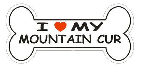 Love My Mountain Cur Bumper Sticker or Helmet Sticker D2489 Dog Bone Decal - Winter Park Products