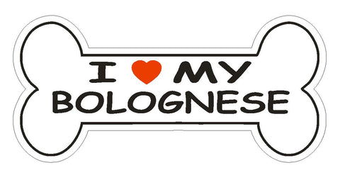 Love My Bolognese Bumper Sticker or Helmet Sticker D2582 Dog Bone Decal - Winter Park Products