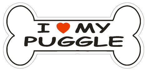 Love My Puggle Bumper Sticker or Helmet Sticker D2517 Dog Bone Decal - Winter Park Products
