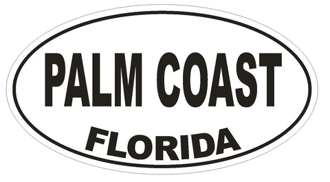 Palm Coast Florida Oval Bumper Sticker or Helmet Sticker D2607 Euro Oval Decal - Winter Park Products