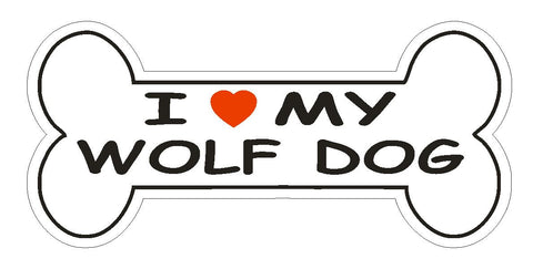 Love My Wolf Dog Bumper Sticker or Helmet Sticker D2404 Dog Bone Pet Lover - Winter Park Products