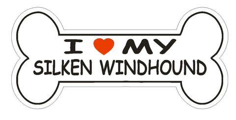 Love My Silken Windhound Bumper Sticker or Helmet Sticker D2551 Dog Bone Decal - Winter Park Products