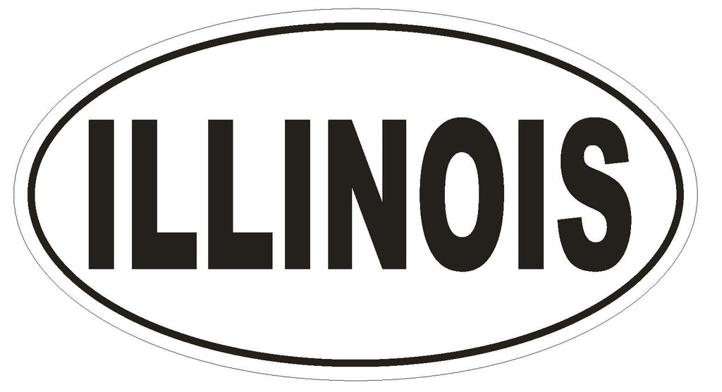 Illinois Oval Bumper Sticker or Helmet Sticker D2329 State Euro Oval - Winter Park Products