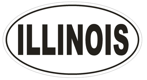 Illinois Oval Bumper Sticker or Helmet Sticker D2329 State Euro Oval - Winter Park Products