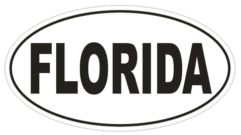 Florida Oval Bumper Sticker or Helmet Sticker D2325 State Euro Oval - Winter Park Products