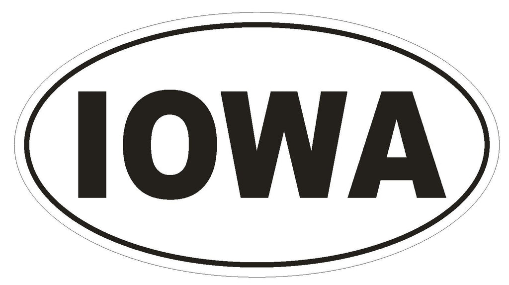 Iowa Oval Bumper Sticker or Helmet Sticker D2331 State Euro Oval - Winter Park Products