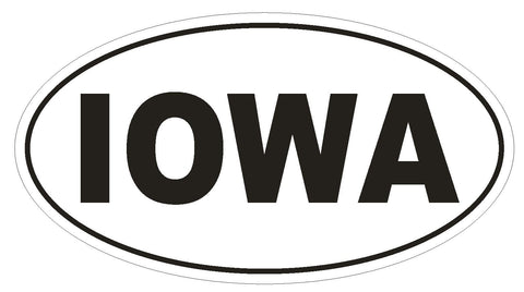 Iowa Oval Bumper Sticker or Helmet Sticker D2331 State Euro Oval - Winter Park Products