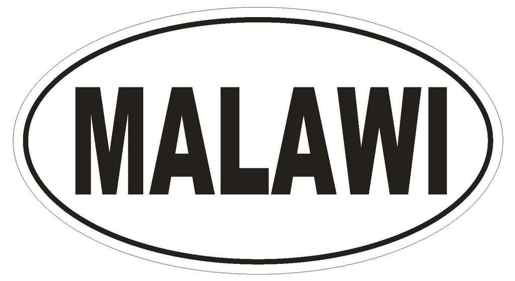 Malawi Oval Bumper Sticker or Helmet Sticker D2199 Euro Oval Country Code - Winter Park Products
