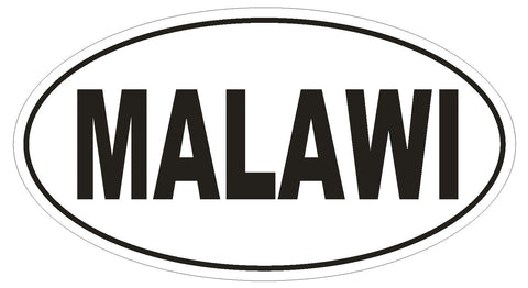Malawi Oval Bumper Sticker or Helmet Sticker D2199 Euro Oval Country Code - Winter Park Products
