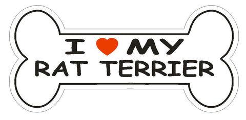 Love My Rat Terrier Bumper Sticker or Helmet Sticker D2523 Dog Bone Decal - Winter Park Products