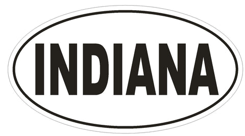 Indiana Oval Bumper Sticker or Helmet Sticker D2330 State Euro Oval - Winter Park Products